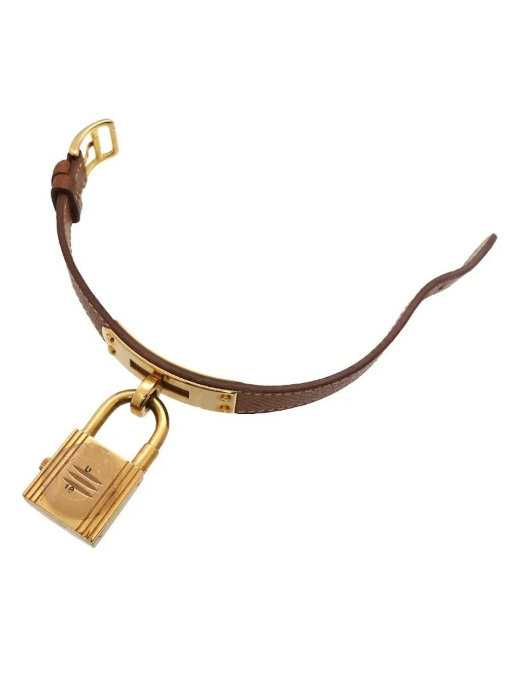 Hermes Kelly Watch Vintage Gold Brown Quartz Cadena